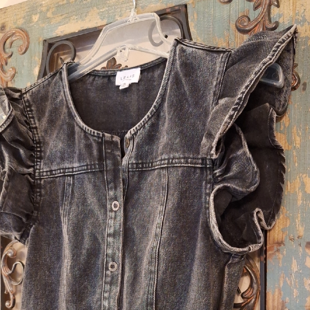 Le Lis Black Denim Romper. Great Condition Size XS - Picture 13 of 16